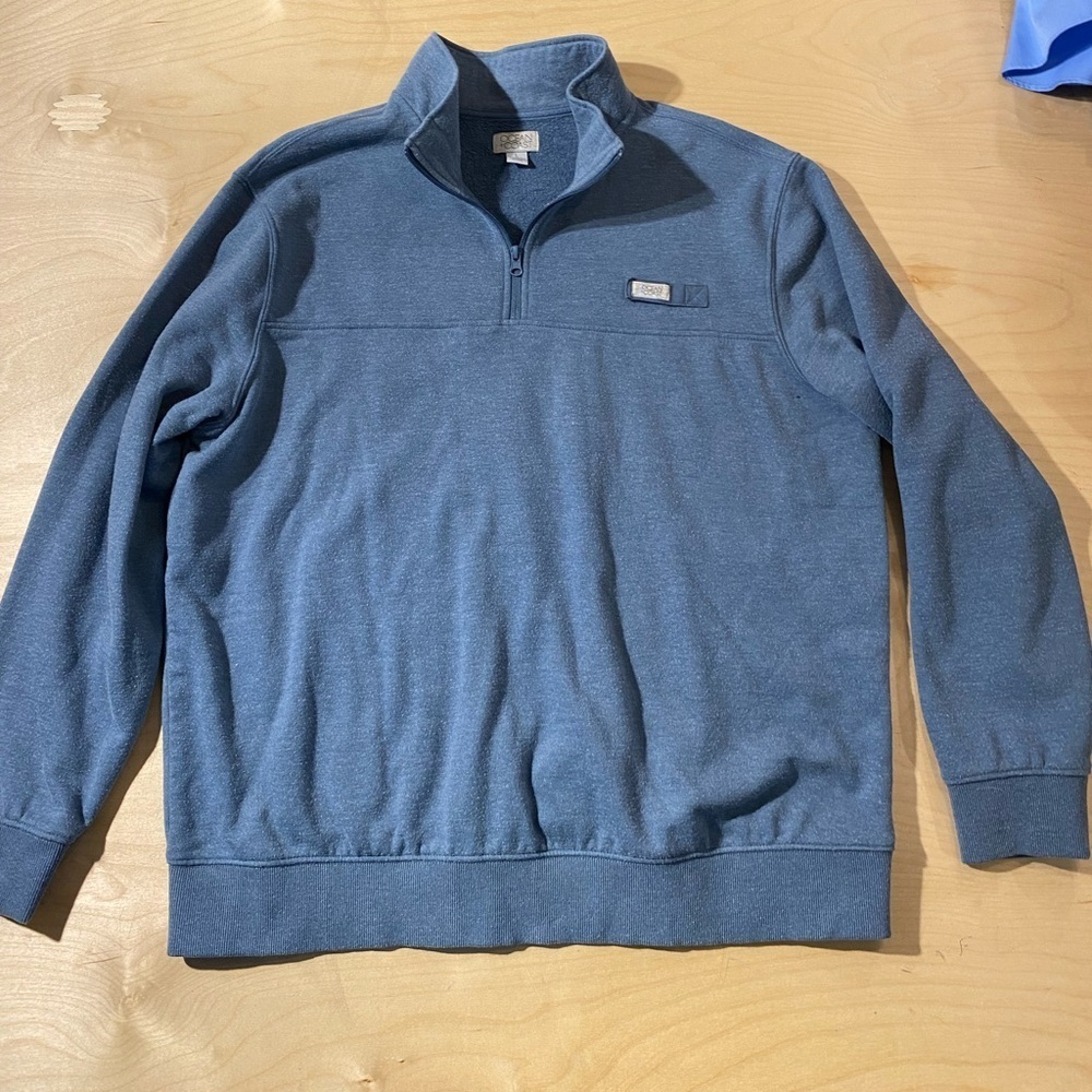 Ocean Coast Men's Blue Quarter-Zip Fleece PullOver Large (LW)